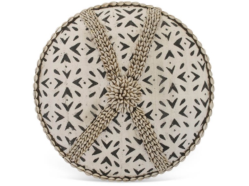 Bamileke Shield With MudCloth and Cowrie Cross Bamileke Shield With MudCloth and Cowrie Cross